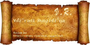Váradi Ruszlána névjegykártya